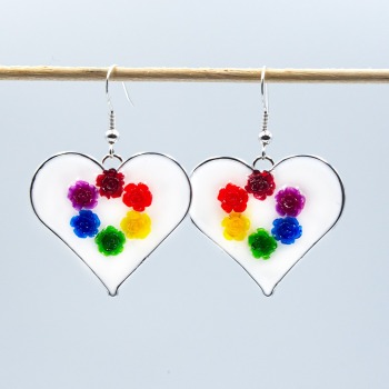 Kolczyki tęczowe pride z żywicy 036