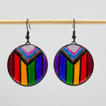 Kolczyki tęczowe pride z żywicy 055