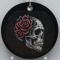 Brelok gotycki z żywicy z czaszką i różą brelok print_goth 005