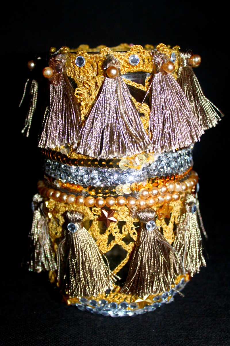 Szklany lampion w stylu "Indiańskie boho"