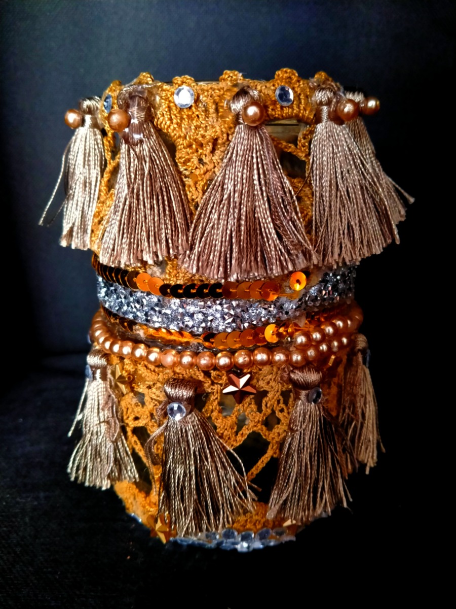 Szklany lampion w stylu "Indiańskie boho"