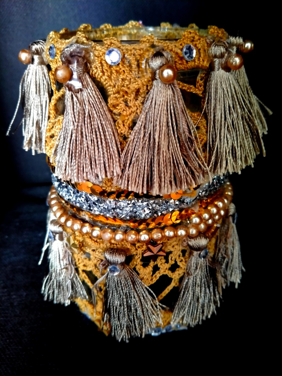 Szklany lampion w stylu "Indiańskie boho"